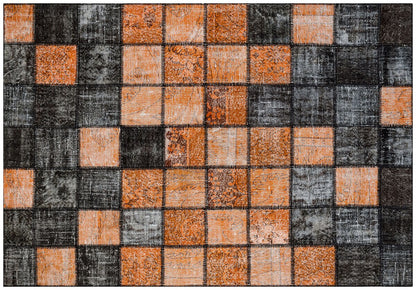Handmade Patchwork Turkish Rug: Bohemian Wool Area Rug (5.4x7.9 ft)