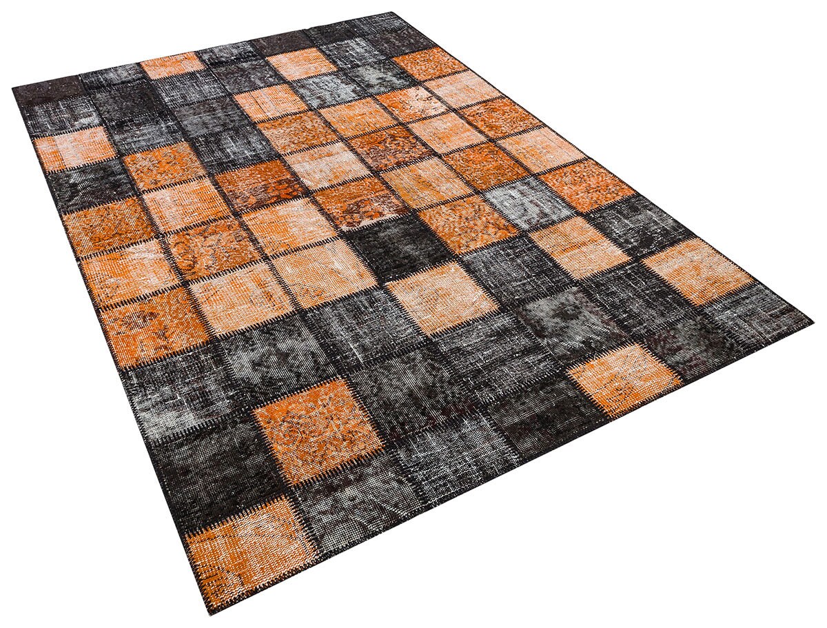 Handmade Patchwork Turkish Rug: Bohemian Wool Area Rug (5.4x7.9 ft)