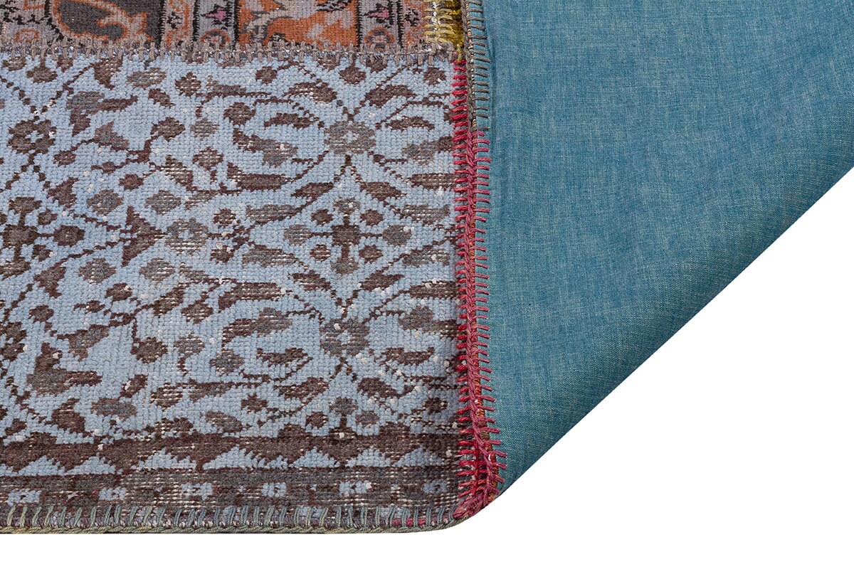 Handmade Wool Patchwork Turkish Rug - 5.6x7.9 ft Bohemian Area Rug