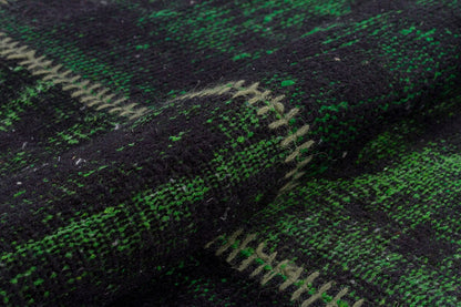 Green Patchwork Rug: Bohemian Handmade Wool Area Rug (6.5x9.8 ft)