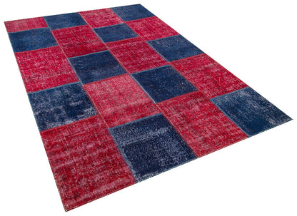 Handmade Turkish Patchwork Rug: 6x9.2 ft Wool Bohemian Area Rug