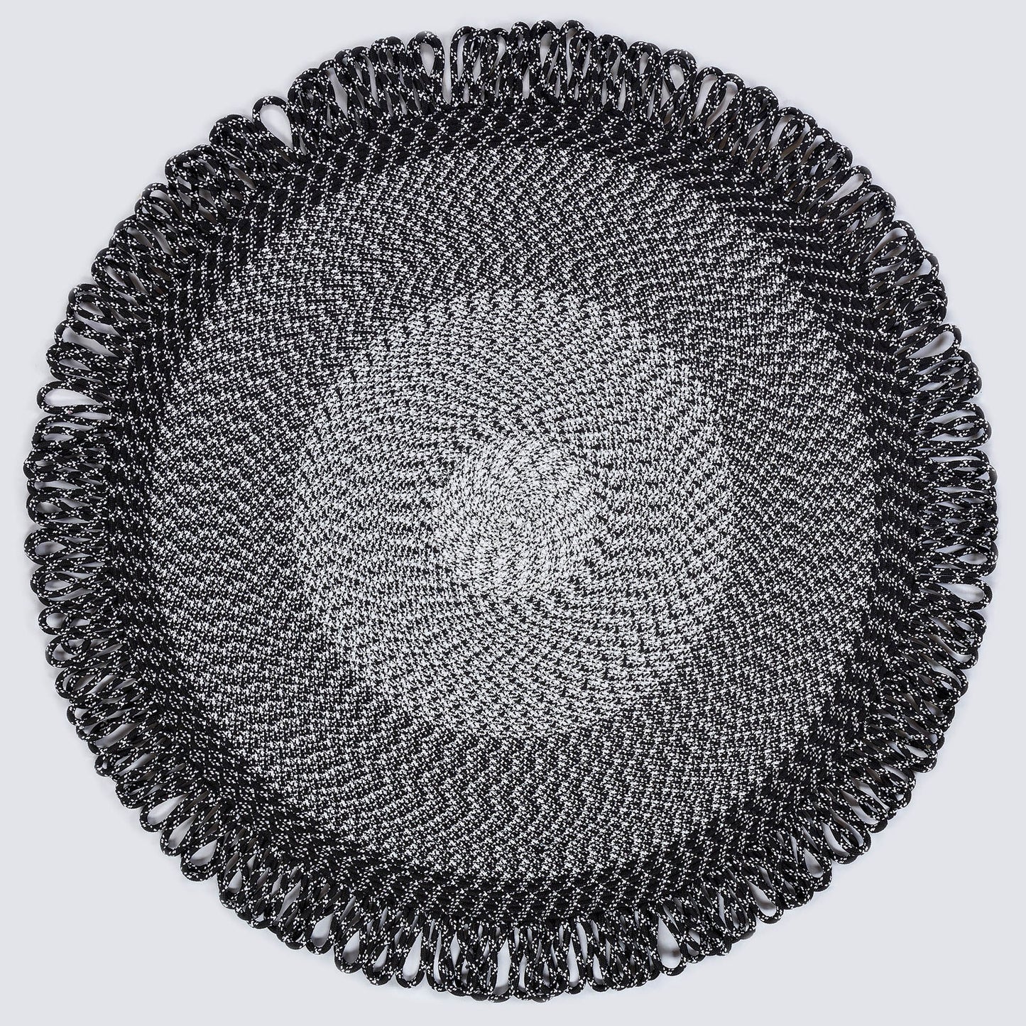 Washable Black Jute Rug: Bohemian Circle Home Decor Carpet