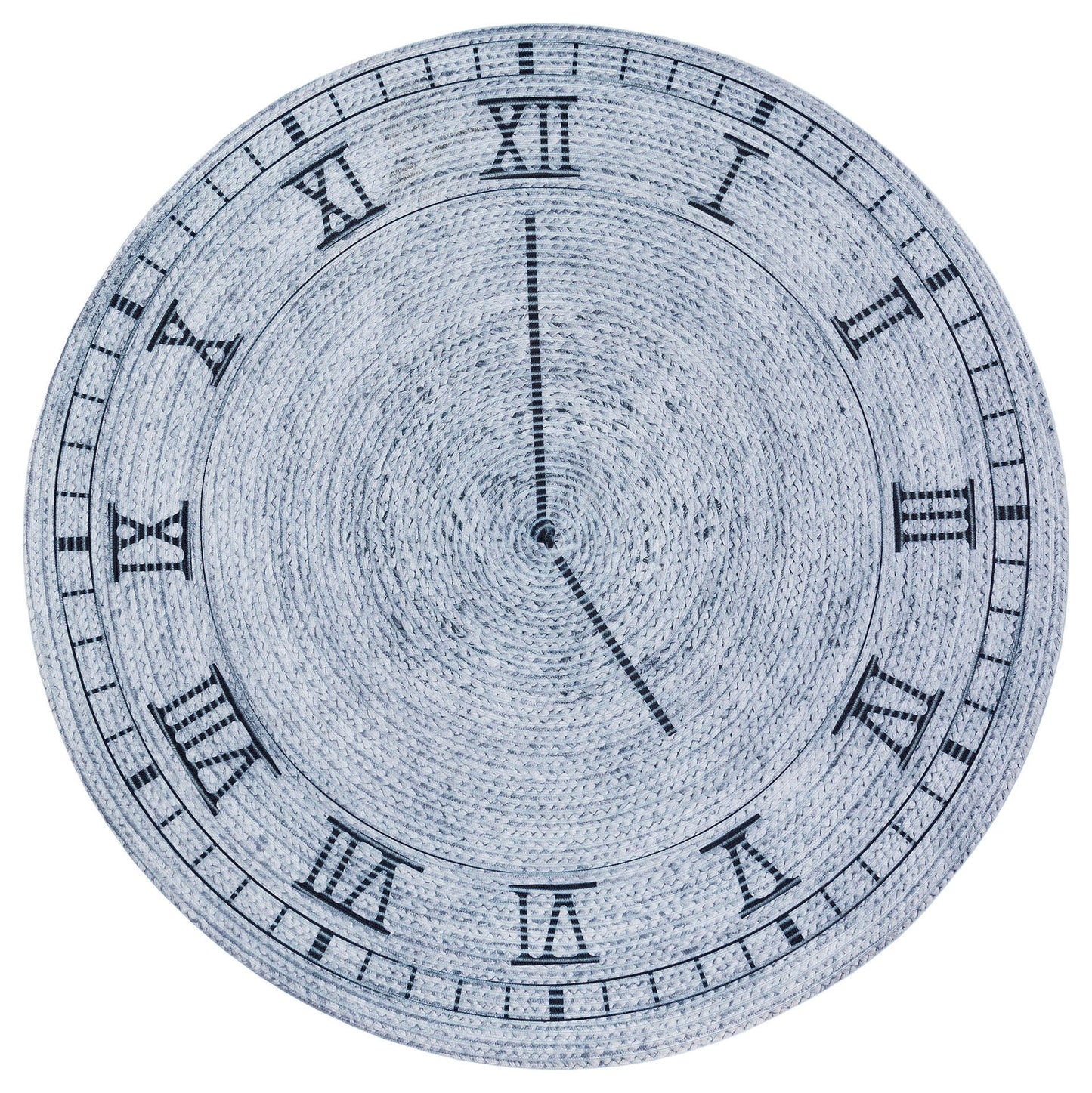 Washable Gray Clock Jute Rug: Bohemian Outdoor Circle Carpet
