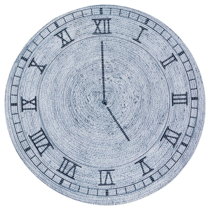 Washable Gray Clock Jute Rug: Bohemian Outdoor Circle Carpet