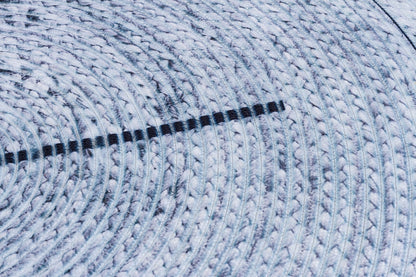 Washable Gray Clock Jute Rug: Bohemian Outdoor Circle Carpet