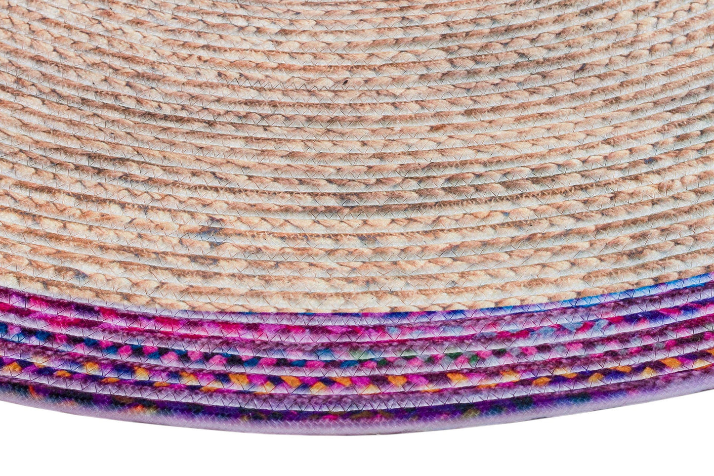 Bohemian Jute Rug: Colorful Circle Rug, Indoor Outdoor Carpet