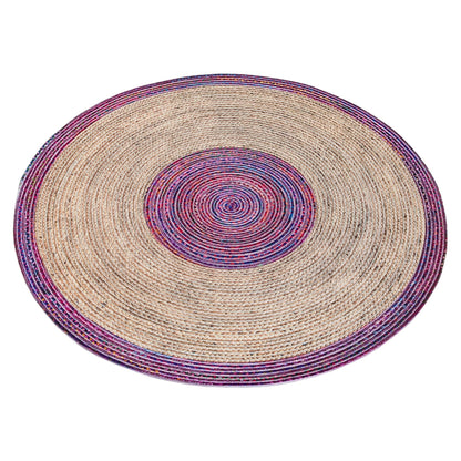Bohemian Jute Rug: Colorful Circle Rug, Indoor Outdoor Carpet