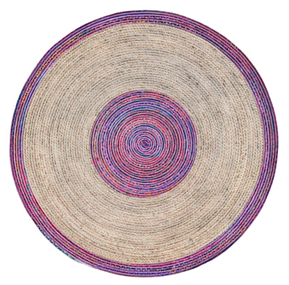 Bohemian Jute Rug: Colorful Circle Rug, Indoor Outdoor Carpet