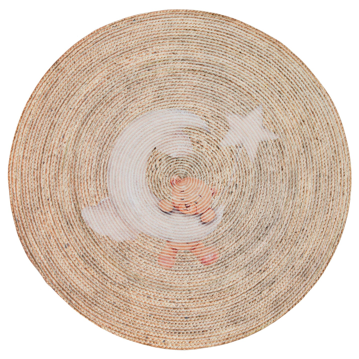 Bohemian Beige Jute Rug: Washable Indoor Outdoor Circle Carpet