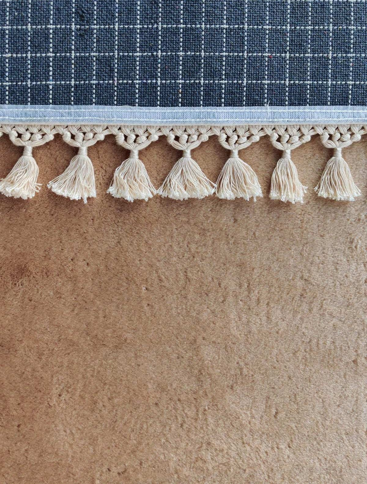 Fluffy Beige Rug: Modern Washable Cotton Carpet