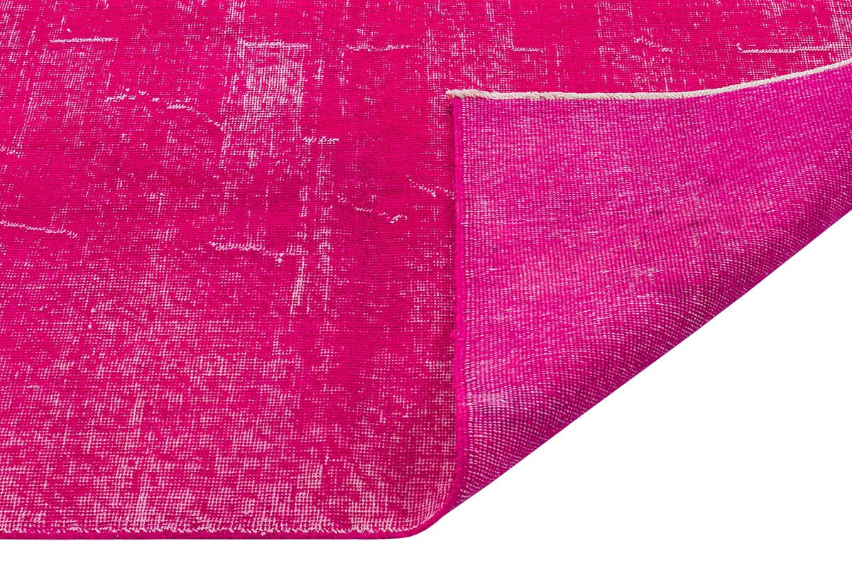 Handmade Pink Wool Rug: Vintage carpet (3'6''x4'11''ft)
