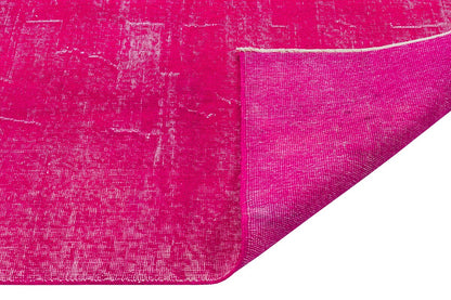 Handmade Pink Wool Rug: Vintage carpet (3'6''x4'11''ft)