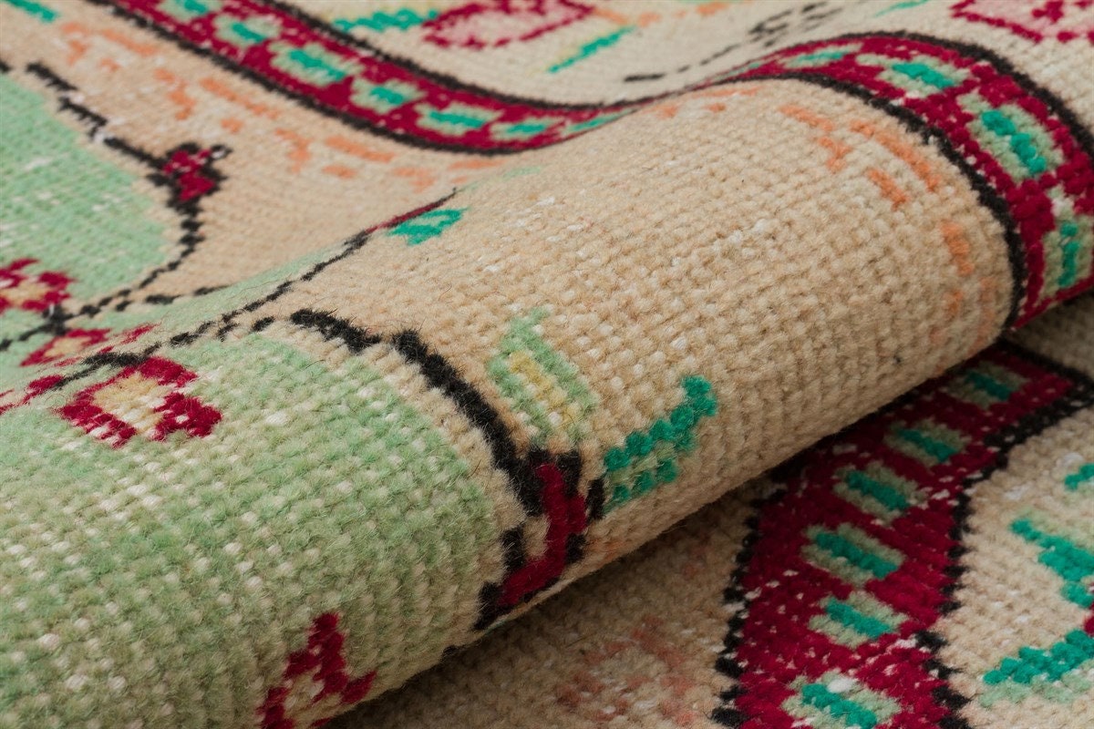Vintage Turkish Wool Rug (3.7x6.8 ft): Handmade Anatolian Area Rug