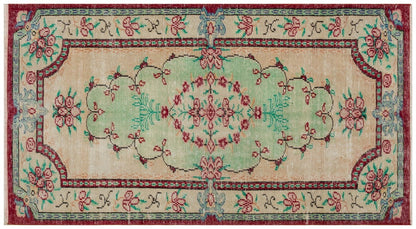 Vintage Turkish Wool Rug (3.7x6.8 ft): Handmade Anatolian Area Rug