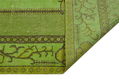 Vintage Green Wool Rug: Handmade Nursery Carpet (5'6"x10'ft)