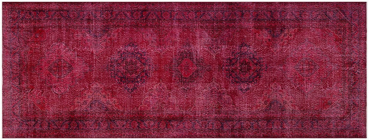 Vintage Turkish Wool Rug: 4'x13' Red Anatolian Area Rug