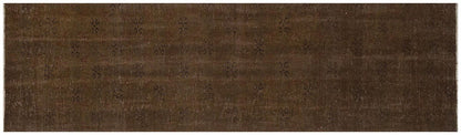 Vintage Anatolian brown Wool Runner Rug: Bohemian Eclectic Style (2.8x9'4'' ft)