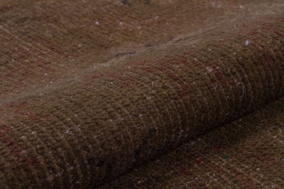 Vintage Anatolian brown Wool Runner Rug: Bohemian Eclectic Style (2.8x9'4'' ft)