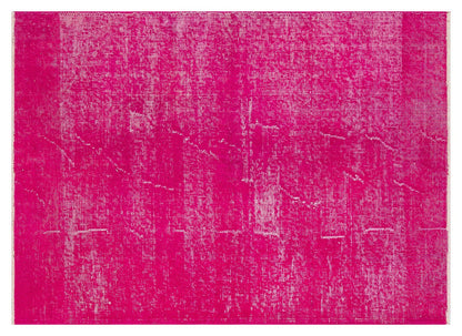 Handmade Pink Wool Rug: Vintage carpet (3'6''x4'11''ft)