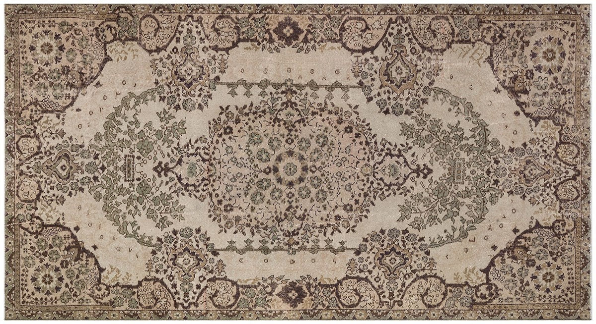 Vintage Turkish Wool Rug: 5'5''x10'2'' Anatolian Bohemian Area Rug