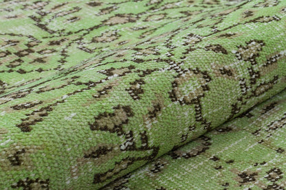 Handmade Green Wool Rug: Vintage Nursery Carpet (5'9"x8'7")