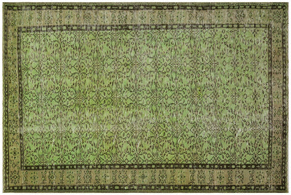 Handmade Green Wool Rug: Vintage Nursery Carpet (5'9"x8'7")