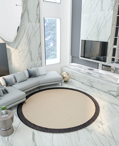 Round Beige Jute Rug: Washable Bohemian Outdoor/Indoor Carpet