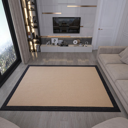 Washable Beige Jute Rug: Minimalist monern Outdoor/Indoor Carpet