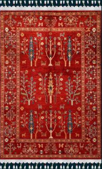 Red Vintage Rug: Classic Washable Rug with Tassels