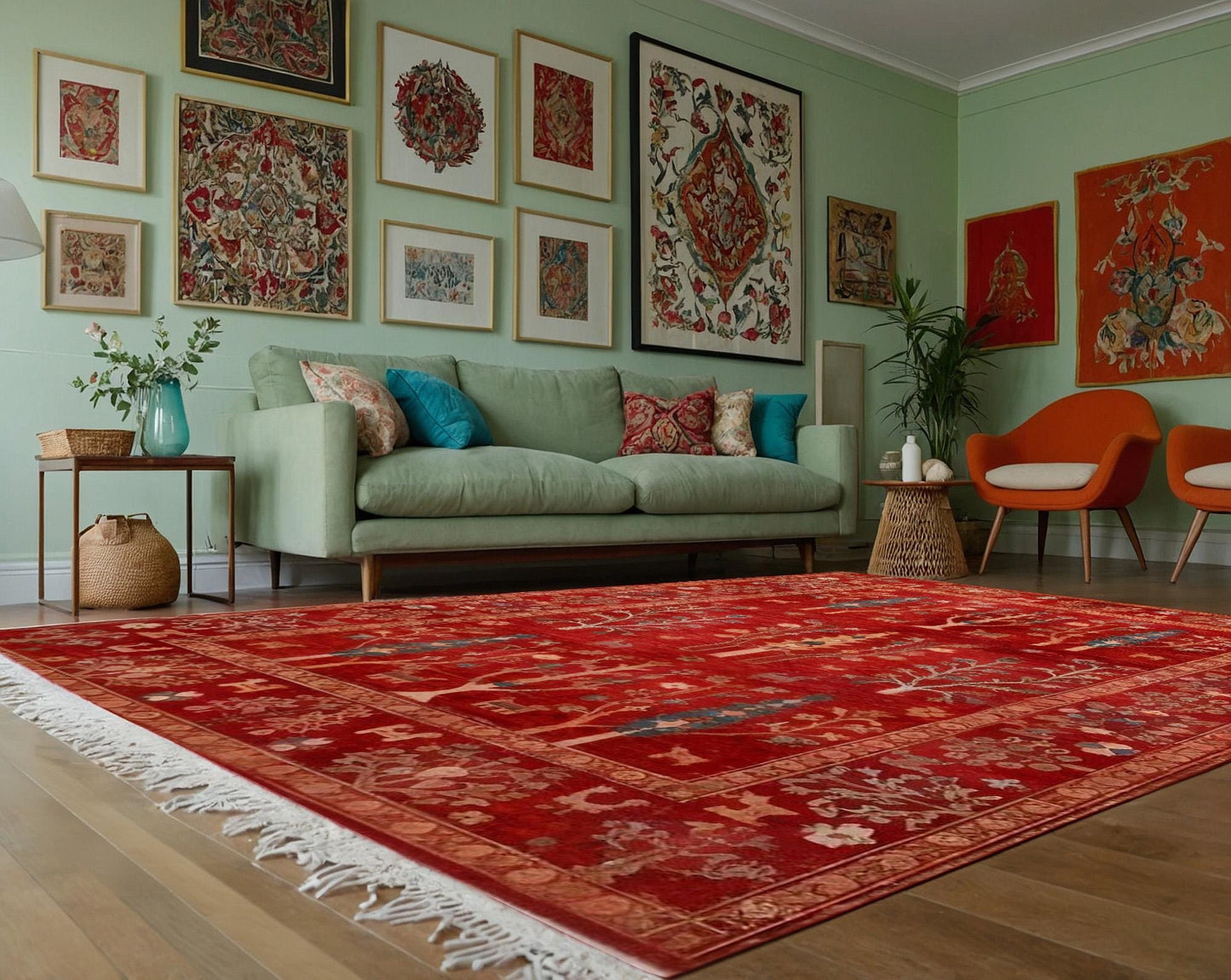 Red Vintage Rug: Classic Washable Rug with Tassels
