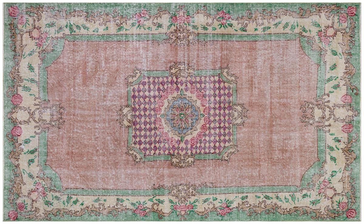 Vintage Turkish Wool Rug (5.3x8.6 ft): Handmade Anatolian Persian Design