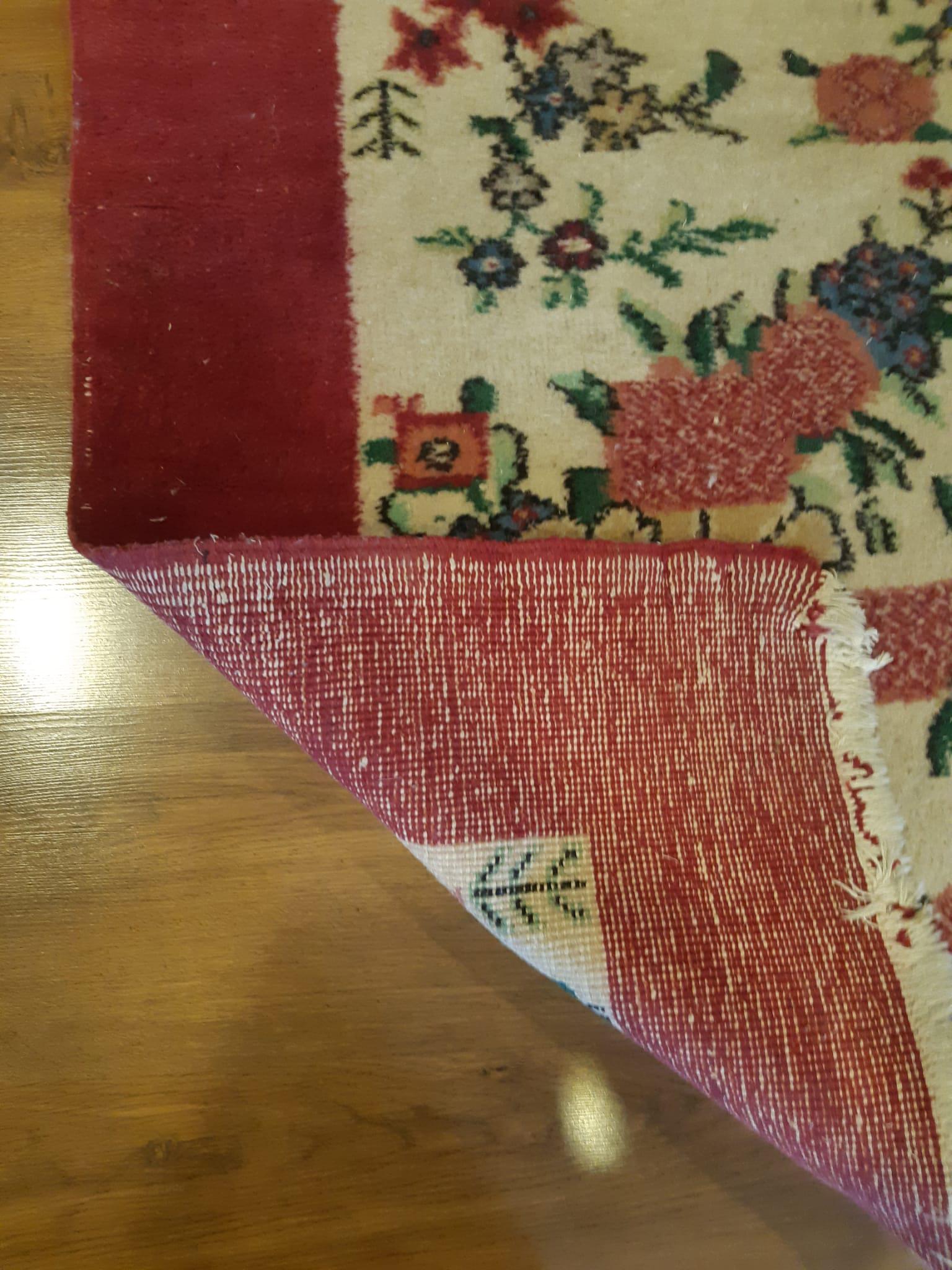 Vintage Turkish Wool Rug (3.8x6.9 ft): Handmade Anatolian Persian Design