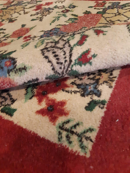 Vintage Turkish Wool Rug (3.8x6.9 ft): Handmade Anatolian Persian Design
