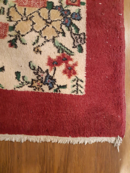Vintage Turkish Wool Rug (3.8x6.9 ft): Handmade Anatolian Persian Design