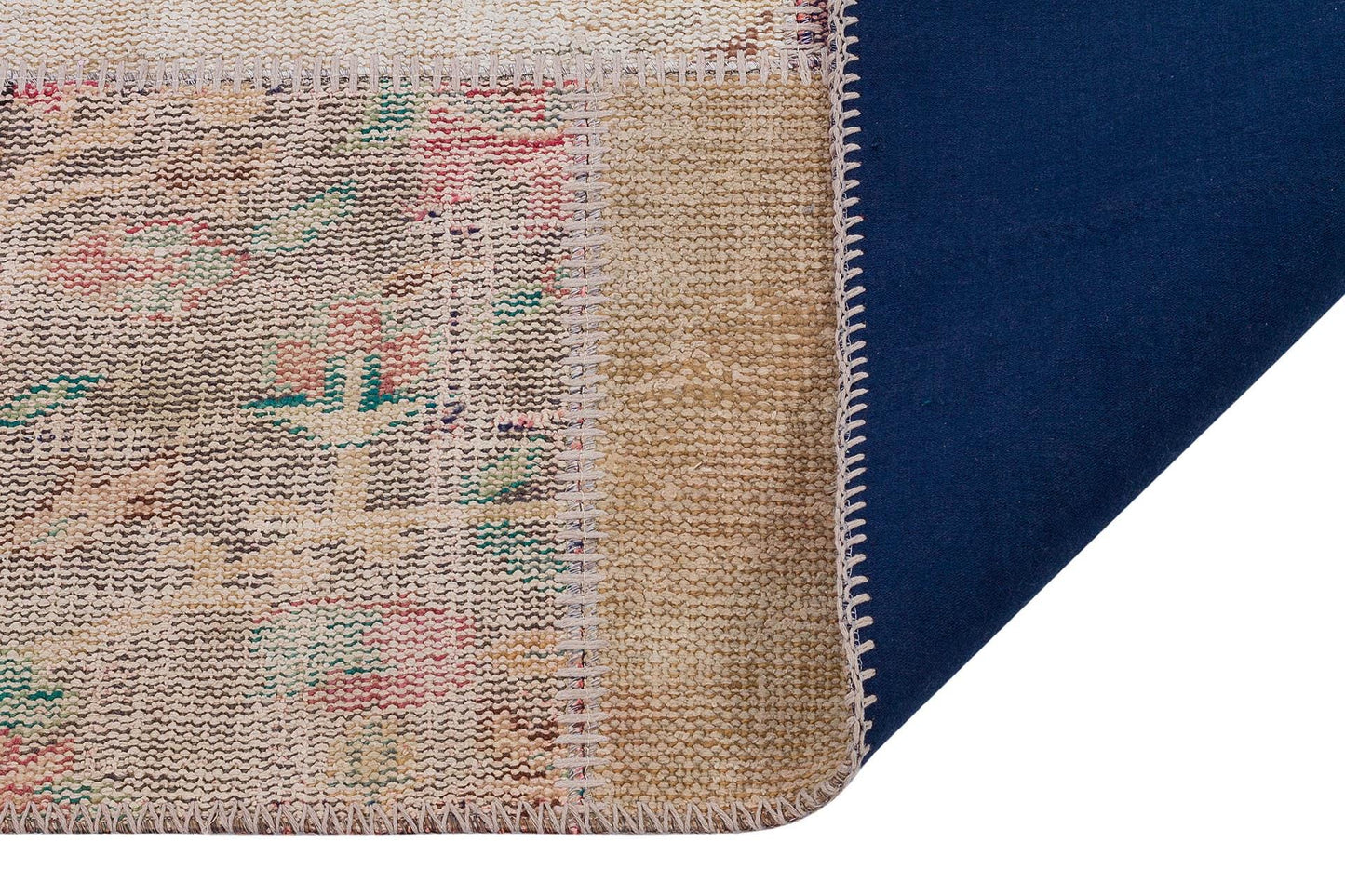 5x8 Handmade Wool Turkish Patchwork Rug: Vintage Bohemian Area Rug