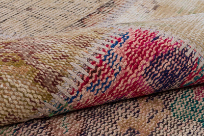 5x8 Handmade Wool Turkish Patchwork Rug: Vintage Bohemian Area Rug