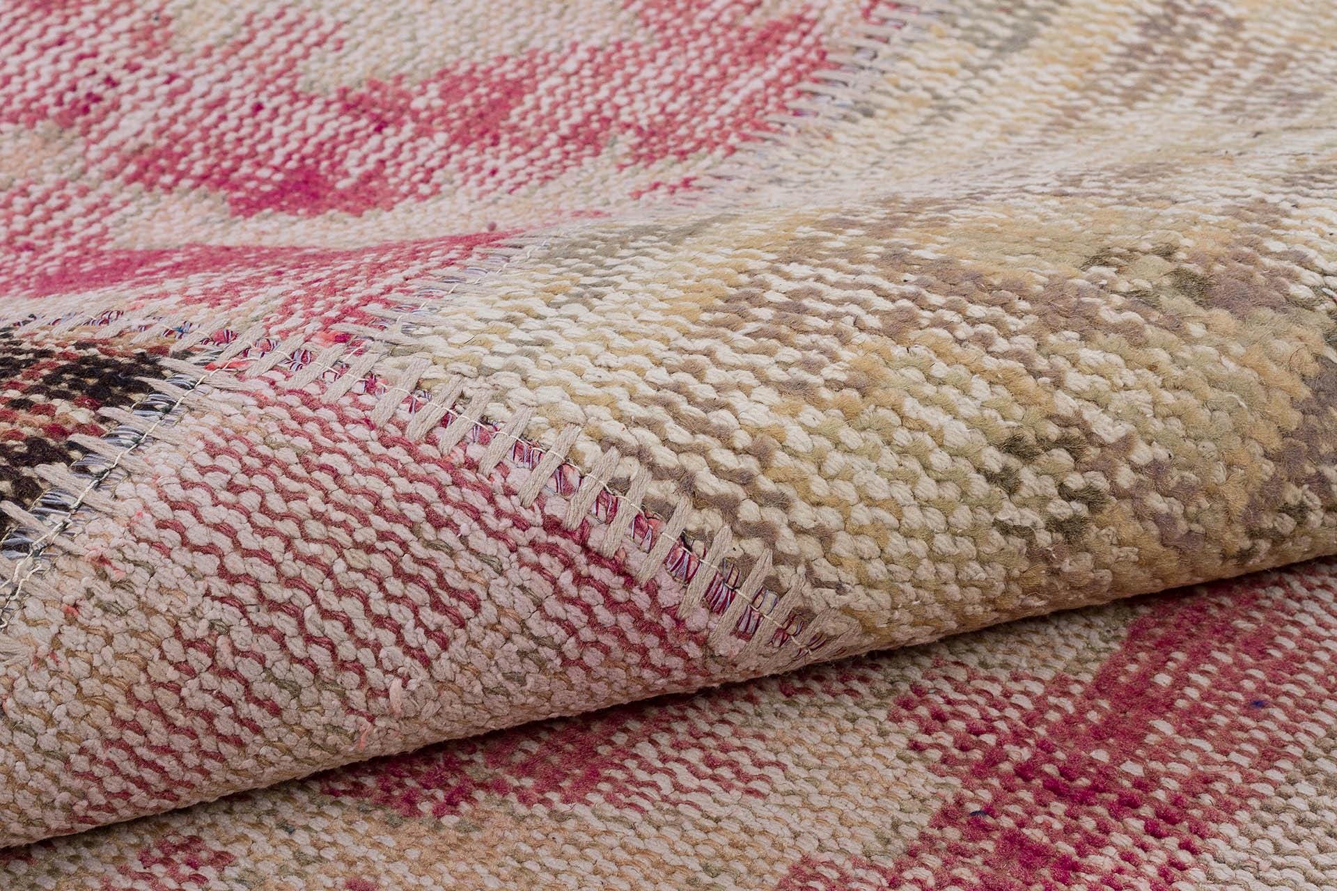 Handmade Wool Turkish Patchwork Rug: 5x8 Vintage Bohemian Area Rug