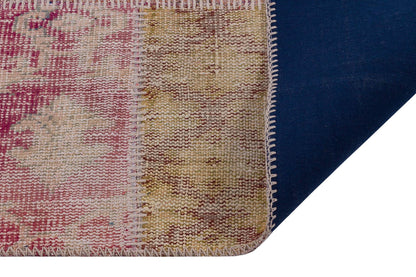 5x8 Handmade Wool Turkish Patchwork Rug: Vintage Bohemian Area Rug