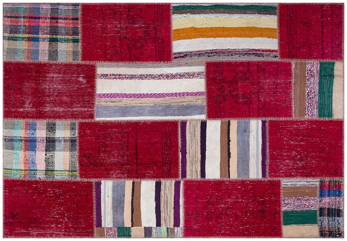 5.6x8, Handmade Wool Turkish Patchwork Rug – Vintage, Bohemian, One-of-a-Kind Area Rug