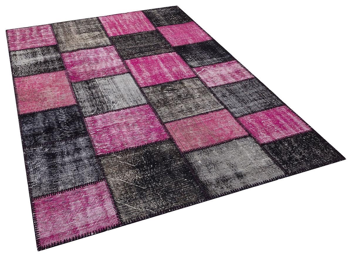 5.6x8, Handmade Wool Turkish Patchwork Rug – Vintage, Bohemian, One-of-a-Kind Area Rug