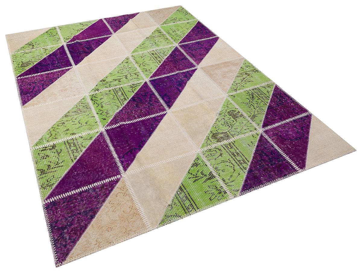 5.6x8, Handmade Wool Turkish Patchwork Rug – Vintage, Bohemian, One-of-a-Kind Area Rug