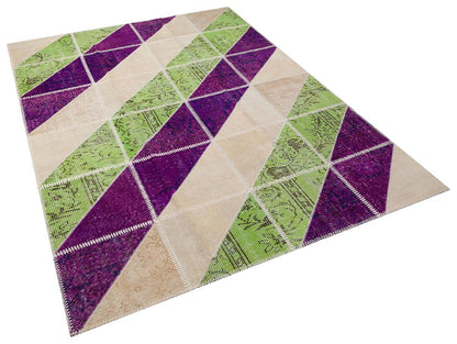 5.6x8, Handmade Wool Turkish Patchwork Rug – Vintage, Bohemian, One-of-a-Kind Area Rug