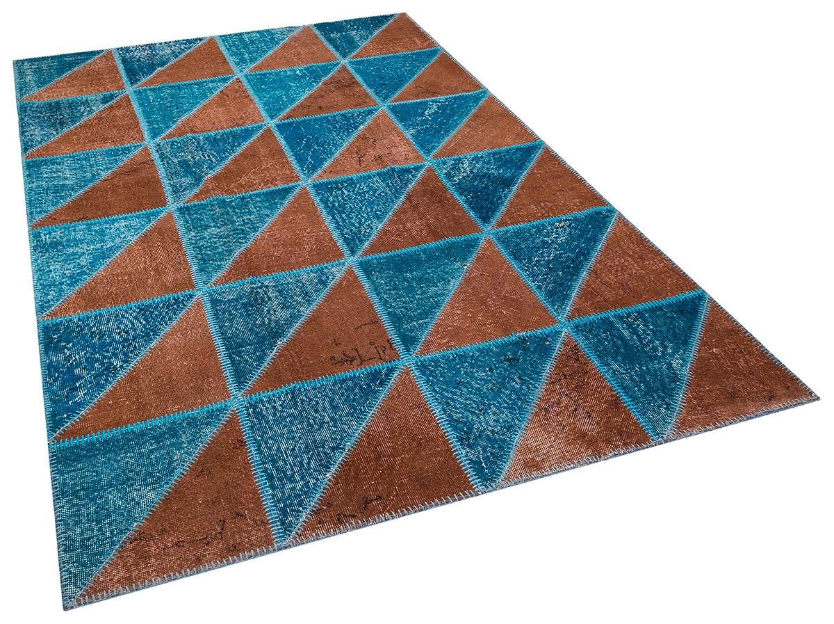 5.6x8, Handmade Wool Turkish Patchwork Rug – Vintage, Bohemian, One-of-a-Kind Area Rug