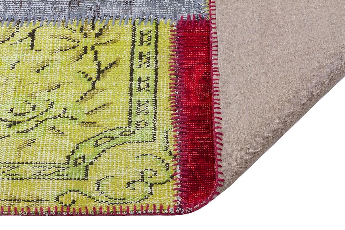 5.6x8, Handmade Wool Turkish Patchwork Rug – Vintage, Bohemian, One-of-a-Kind Area Rug