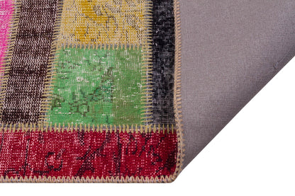 3.3x8.2, Handmade Wool Turkish Patchwork Rug – Vintage, Bohemian, One-of-a-Kind Area Rug