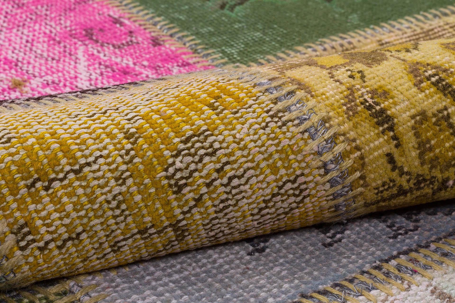 3.3x8.2, Handmade Wool Turkish Patchwork Rug – Vintage, Bohemian, One-of-a-Kind Area Rug