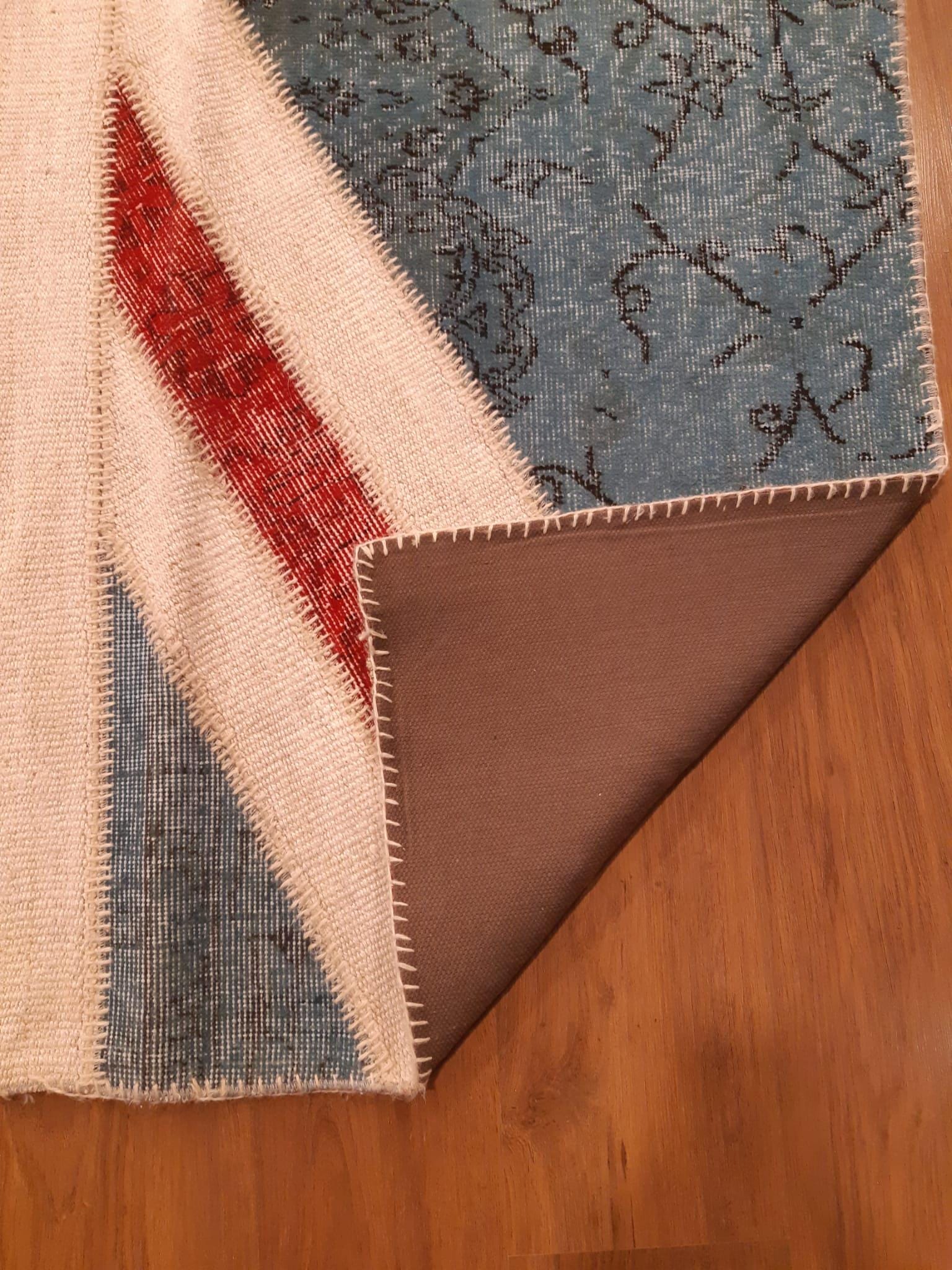 British Flag Patchwork Rug: Handmade Wool Anatolian Design