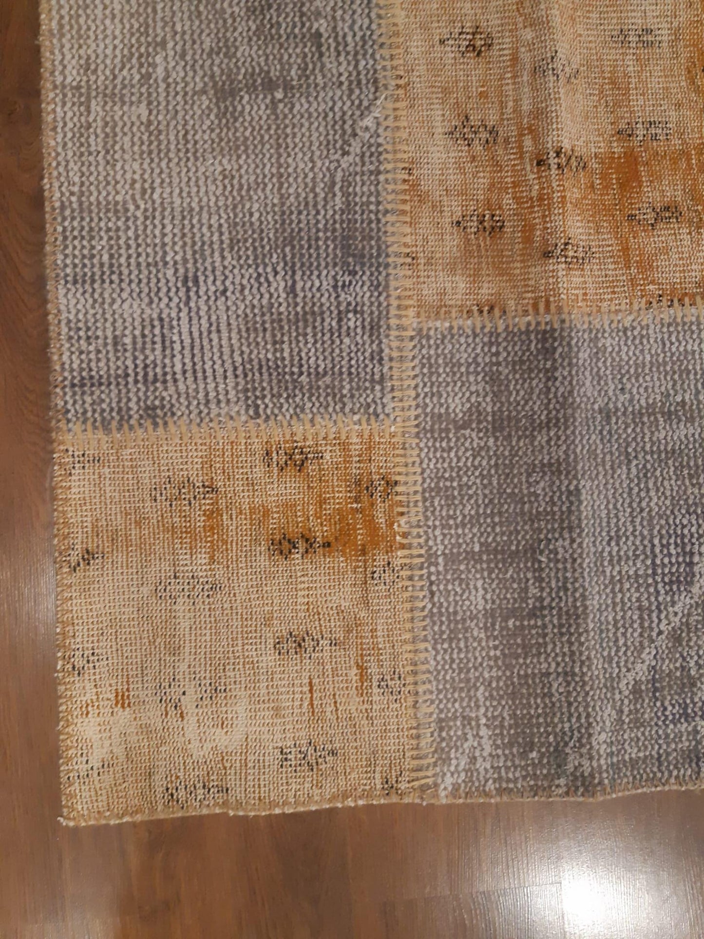 4.3x7.9, Handmade Wool Turkish Patchwork Rug – Vintage, Bohemian, One-of-a-Kind Area Rug