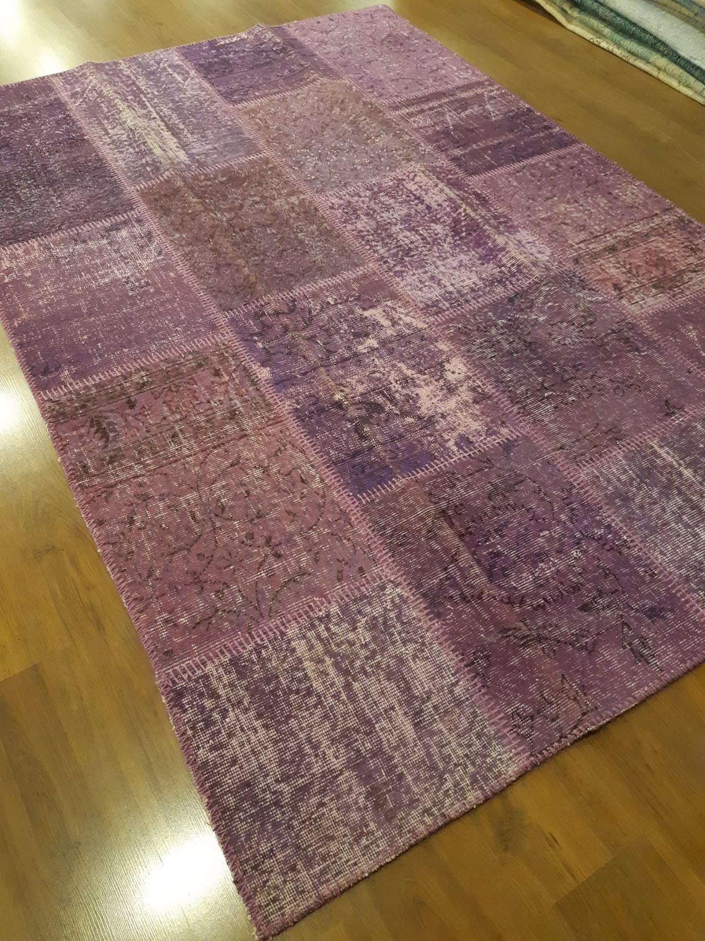 5.6x8, Handmade Wool Turkish Patchwork Rug – Vintage, Bohemian, One-of-a-Kind Area Rug