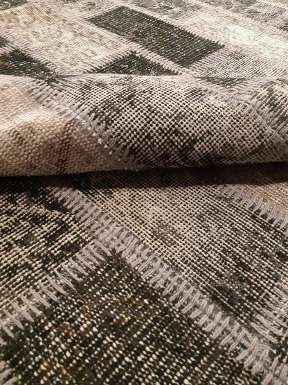 Handmade Turkish Patchwork Rug: 5.6x8 ft Wool Anatolian Area Rug